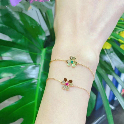 [Noble Jewelry]FRIVOLE GOLD FLOWER PINK MALACHITE BRACELET