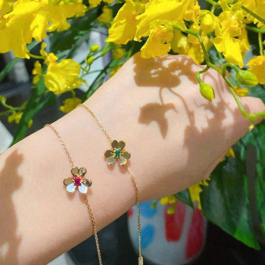 [Noble Jewelry]FRIVOLE GOLD FLOWER PINK MALACHITE BRACELET