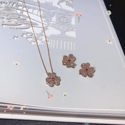 [Noble Jewelry]FRIVOLE ROSE GOLD FLOWER DIAMOND NECKLACE