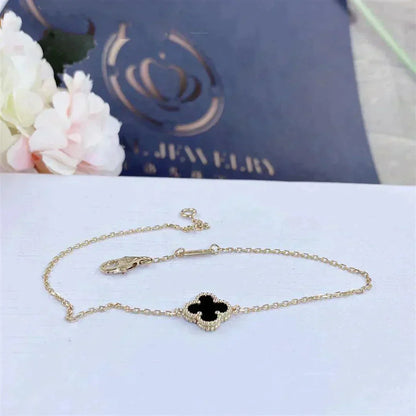 [Noble Jewelry]CLOVER ONYX SINGLE FLOWER BRACELET