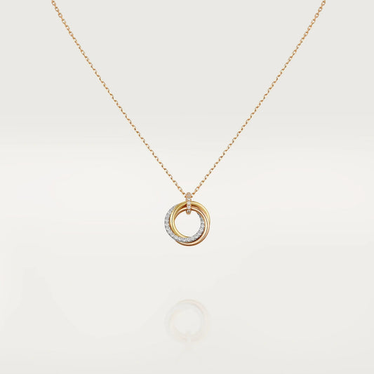 [Noble Jewelry]TRINITY NECKLACE SILVER GOLD PINK GOLD DIAMONDS