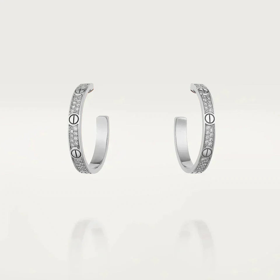 [Noble Jewelry]LOVE DIAMOND SILVER HOOP EARRINGS