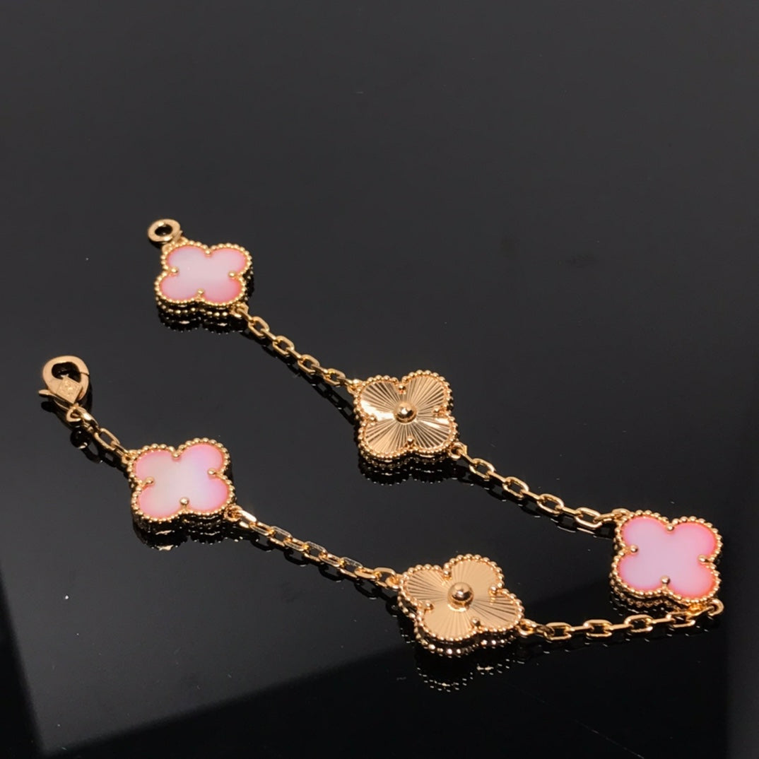 [Noble Jewelry]CLOVER BRACELET 5 MOTIF PINK AND PINK GOLD