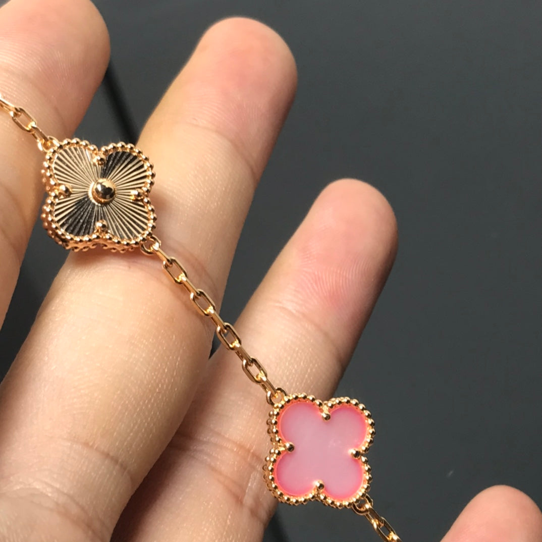 [Noble Jewelry]CLOVER BRACELET 5 MOTIF PINK AND PINK GOLD