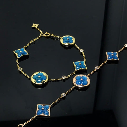 [Noble Jewelry]STAR AND SUN 4 MOTIF BLUE BRACELET