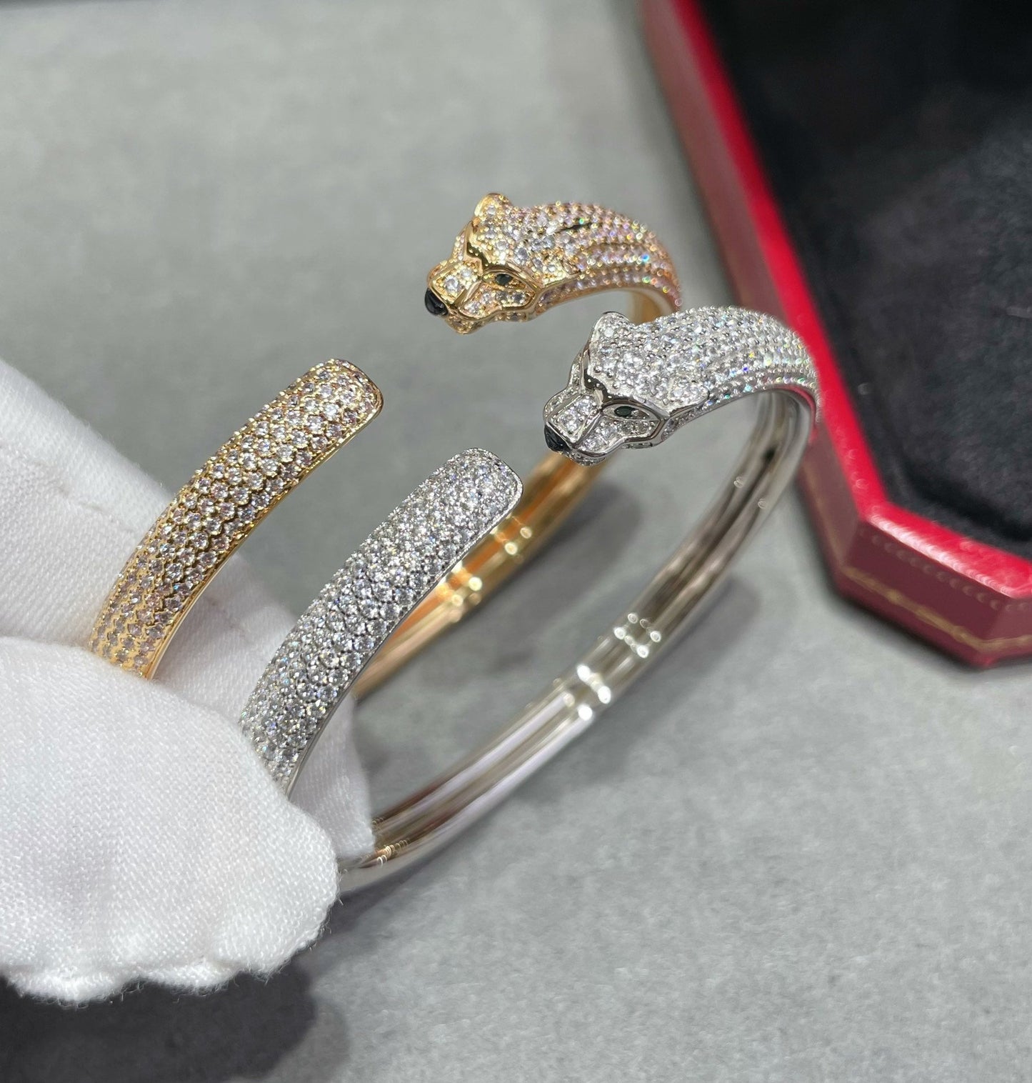 [Noble Jewelry]PANTHERE FULL DIAMOND OPEN BRACELET