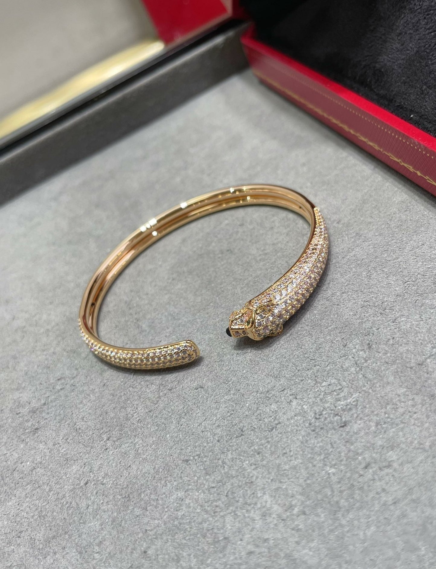 [Noble Jewelry]PANTHERE FULL DIAMOND OPEN BRACELET