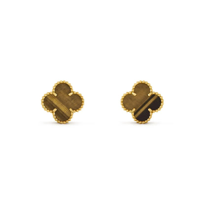 [Noble Jewelry]CLOVER MEDIUM 1 MOTIFS TIGER EYE EARRINGS