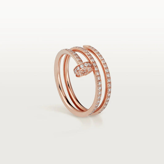 [Noble Jewelry]JUSTE RING 1.8MM PINK GOLD DOUBLE ROW DIAMONDS