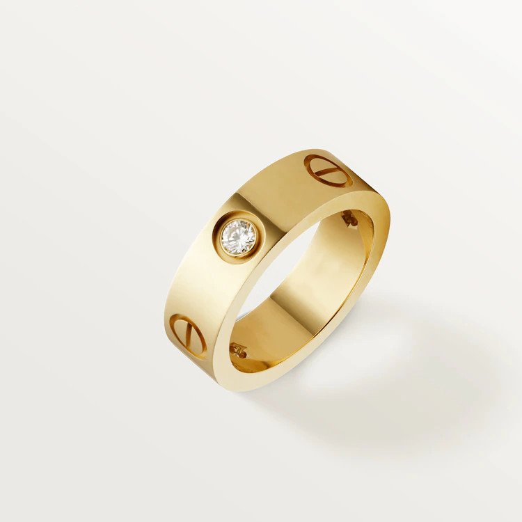 [Noble Jewelry]LOVE RING 5.5MM 3 DIAMONDS PINK GOLD