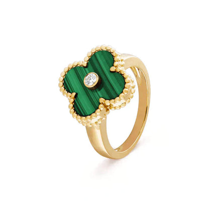 [Noble Jewelry]CLOVER MALACHITE RING GOLD DIAMOND