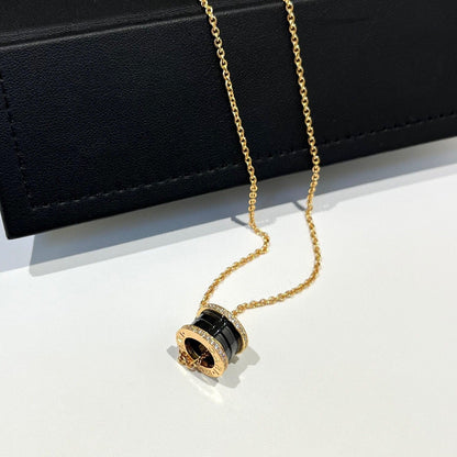 [Noble Jewelry]ZERO 1 BLACK CERAMIC DIAMOND PINK GOLD NECKLACE